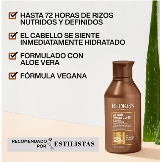 Shampoo-Redken-hidratante-cabello-rizado-y-seco-All-Soft-Mega-Curls-300ml